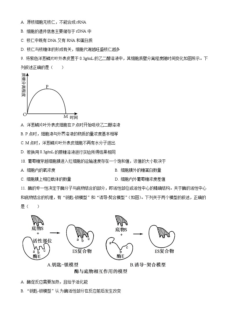 安徽省安庆市2023-2024学年高一上学期期末联考生物试卷（Word版附解析）03