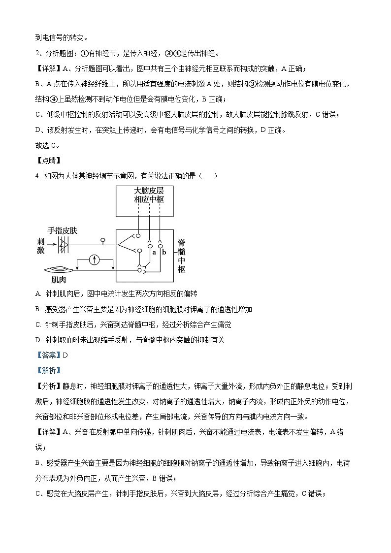 湖南省怀化市雅礼实验学校2022-2023学年高二上学期期中生物试题（原卷版+解析版）03