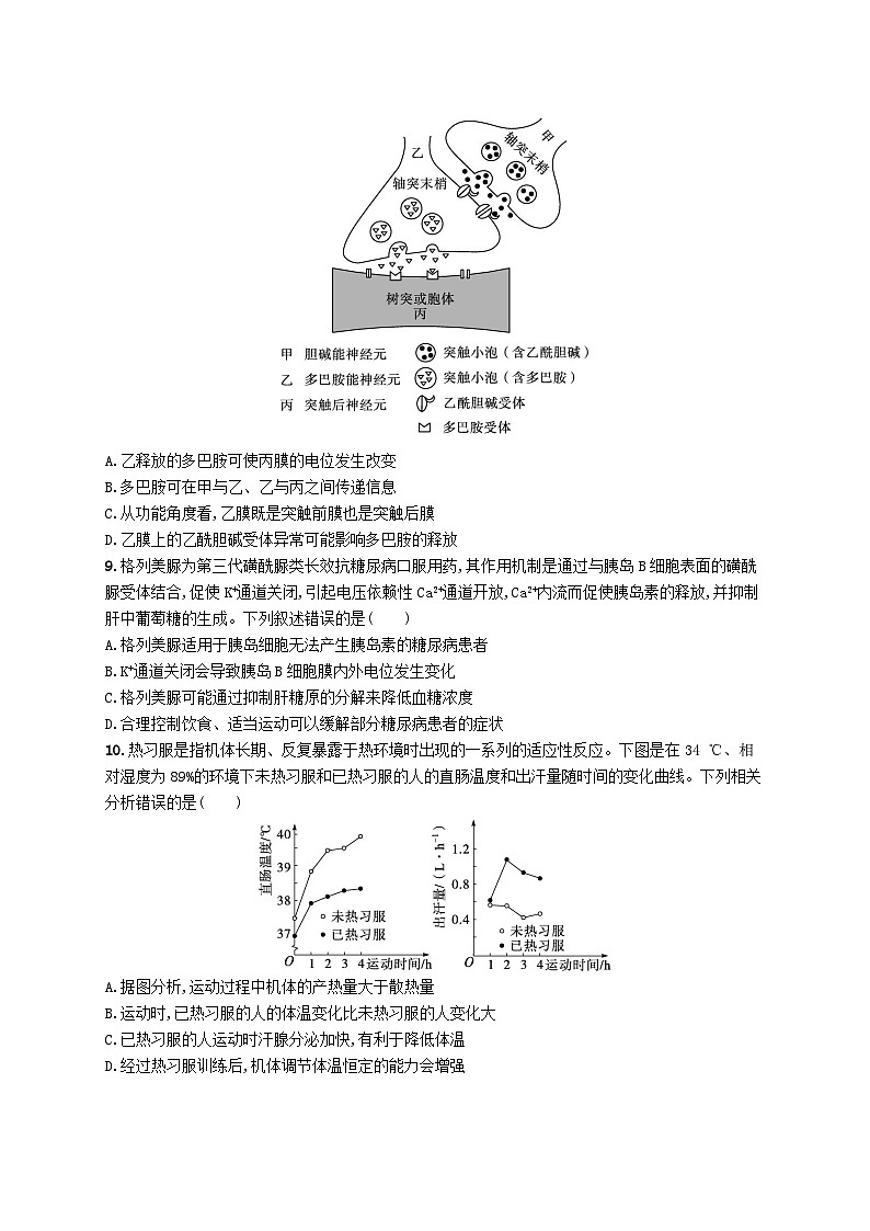 2024届新高考生物二轮总复习专题突破练9个体稳态与调节（附解析）03