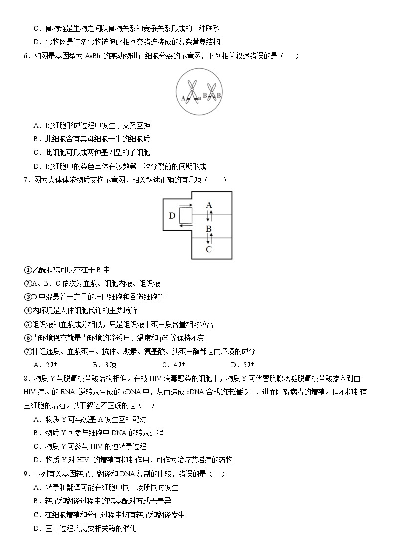 辽宁省实验中学2023-2024学年度高考适应性测试（二）生物02