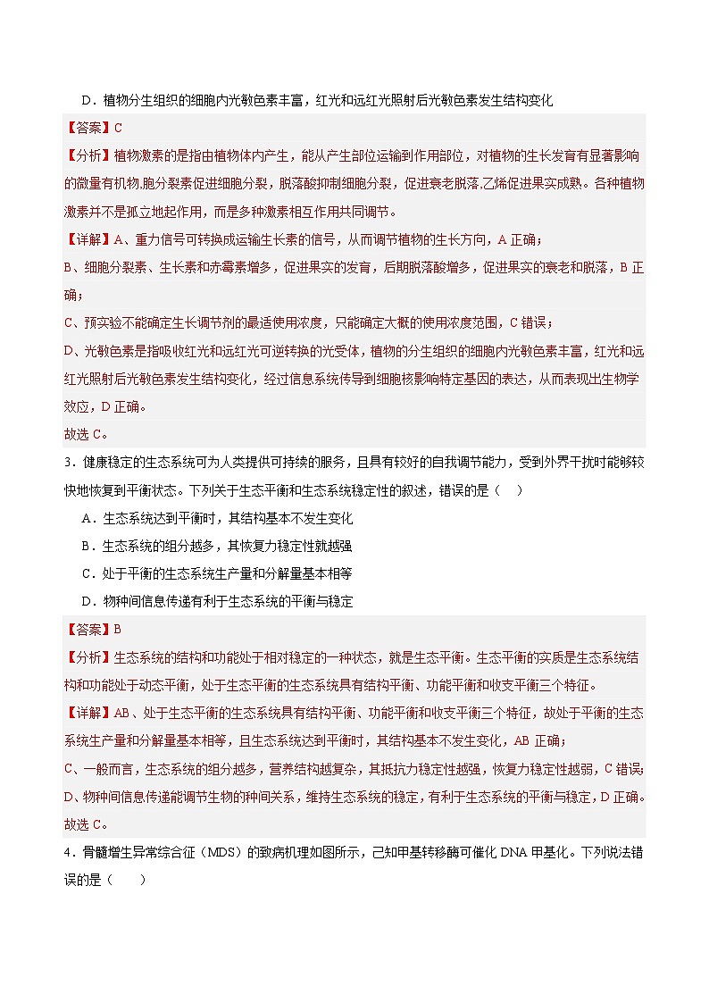 2024年高考第二次模拟考试卷：生物（全国卷新教材）（全解全析）第2页