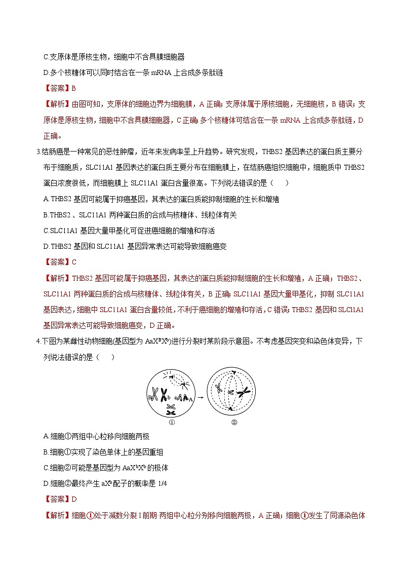 2024年九省新高考第二次模拟考试卷：生物（黑龙江、吉林卷）全解全析第2页