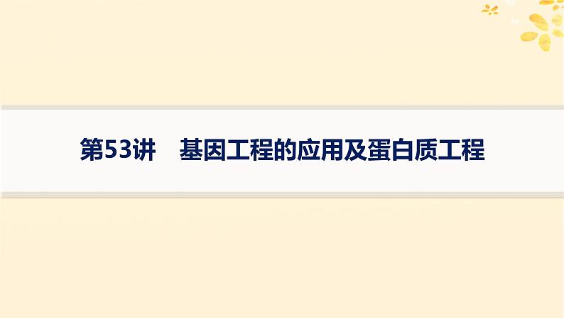 备战2025届新高考生物一轮总复习第10单元生物技术与工程第53讲基因工程的应用及蛋白质工程课件01