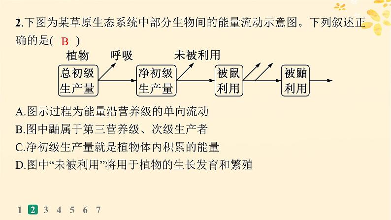 备战2025届新高考生物一轮总复习第9单元生物与环境课时规范练44生态系统的能量流动课件05