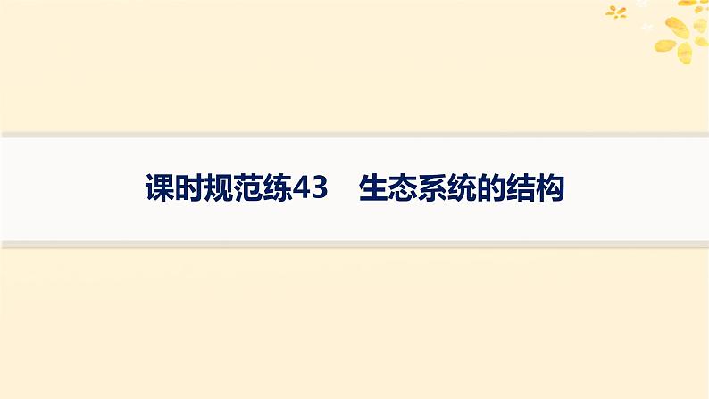 备战2025届新高考生物一轮总复习第9单元生物与环境课时规范练43生态系统的结构课件第1页