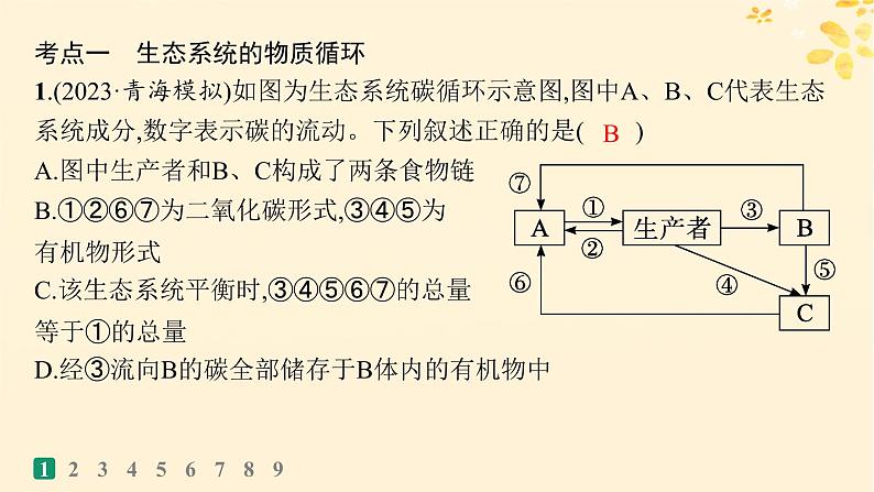 备战2025届新高考生物一轮总复习第9单元生物与环境课时规范练45生态系统的物质循环信息传递及其稳定性课件03