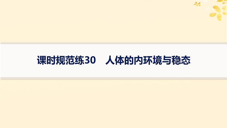 备战2025届新高考生物一轮总复习第8单元稳态与调节课时规范练30人体的内环境与稳态课件01