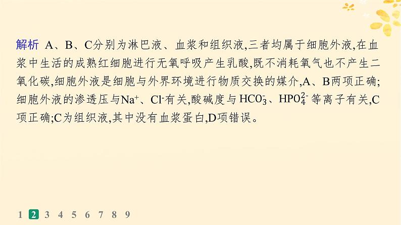 备战2025届新高考生物一轮总复习第8单元稳态与调节课时规范练30人体的内环境与稳态课件06