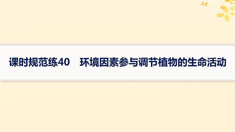 备战2025届新高考生物一轮总复习第8单元稳态与调节课时规范练40环境因素参与调节植物的生命活动课件01