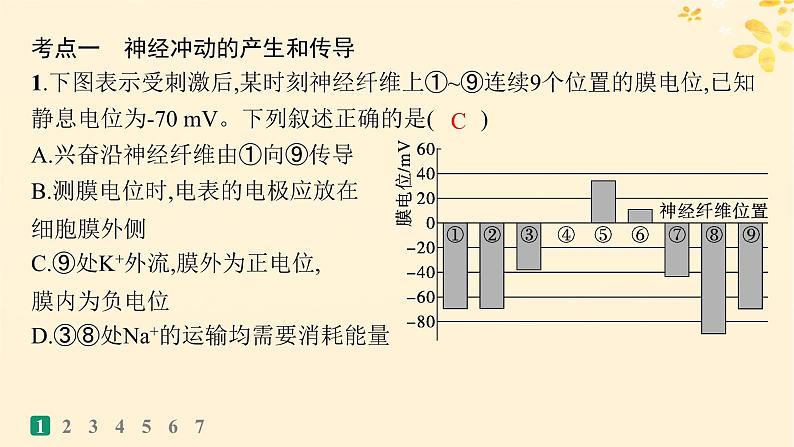 备战2025届新高考生物一轮总复习第8单元稳态与调节课时规范练32神经冲动的产生传导和传递课件第3页