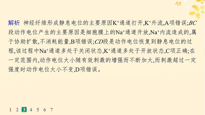 备战2025届新高考生物一轮总复习第8单元稳态与调节课时规范练32神经冲动的产生传导和传递课件第8页