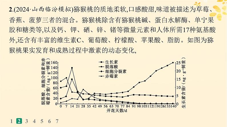 备战2025届新高考生物一轮总复习第8单元稳态与调节课时规范练39其他植物激素及调节植物生长调节剂的应用课件04