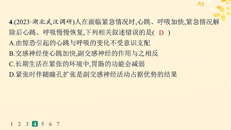 备战2025届新高考生物一轮总复习第8单元稳态与调节课时规范练31神经调节的结构基础及基本方式课件08