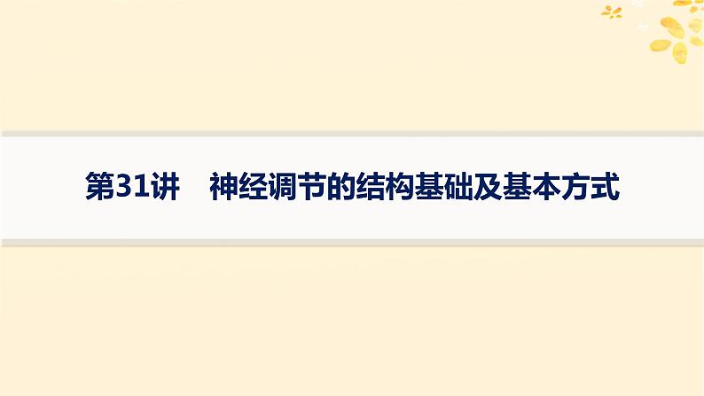 备战2025届新高考生物一轮总复习第8单元稳态与调节第31讲神经调节的结构基础及基本方式课件01