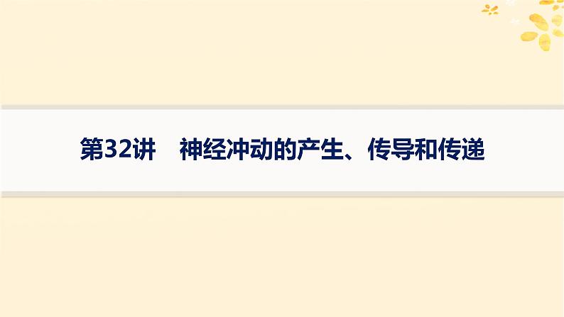 备战2025届新高考生物一轮总复习第8单元稳态与调节第32讲神经冲动的产生传导和传递课件第1页