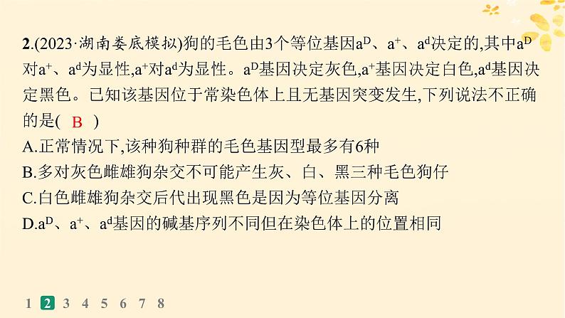 备战2025届新高考生物一轮总复习第5单元孟德尔遗传定律与伴性遗传专题练2分离定律遗传特例应用课件05