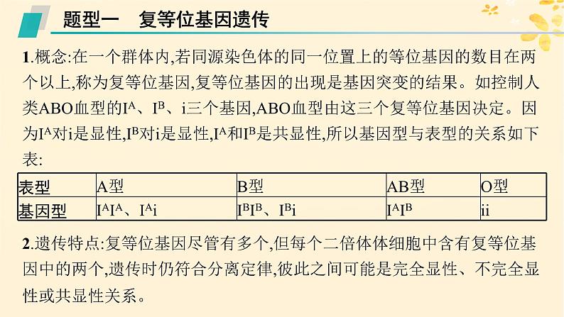 备战2025届新高考生物一轮总复习第5单元孟德尔遗传定律与伴性遗传专题精研课5分离定律遗传特例应用课件02