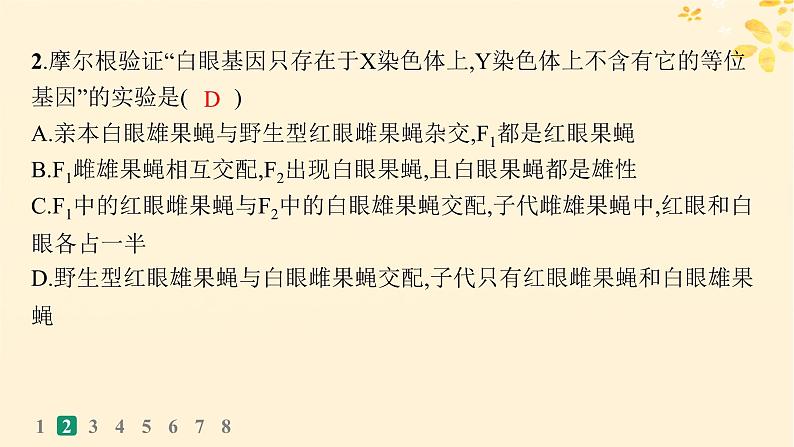 备战2025届新高考生物一轮总复习第5单元孟德尔遗传定律与伴性遗传课时规范练21基因在染色体上伴性遗传课件第5页