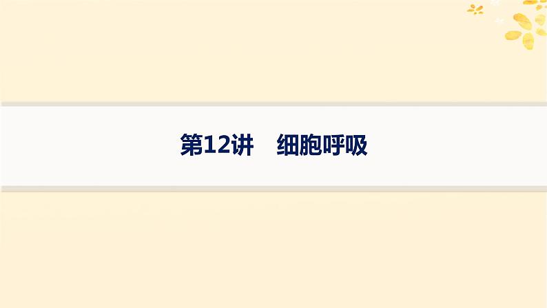 备战2025届新高考生物一轮总复习第3单元细胞的代谢第12讲细胞呼吸课件第1页