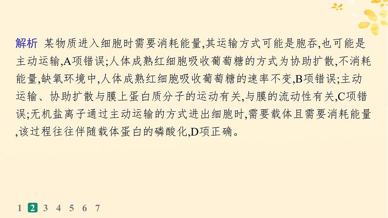 备战2025届新高考生物一轮总复习第2单元细胞的基本结构及物质运输课时规范练9物质出入细胞的方式及影响因素课件06