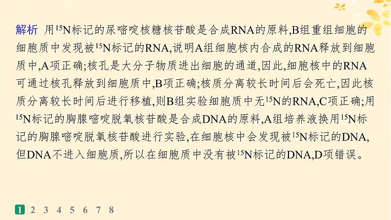 备战2025届新高考生物一轮总复习第2单元细胞的基本结构及物质运输课时规范练7细胞核与细胞结构的统一性课件第4页