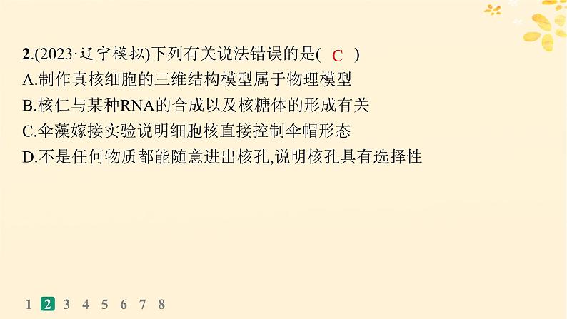 备战2025届新高考生物一轮总复习第2单元细胞的基本结构及物质运输课时规范练7细胞核与细胞结构的统一性课件第5页