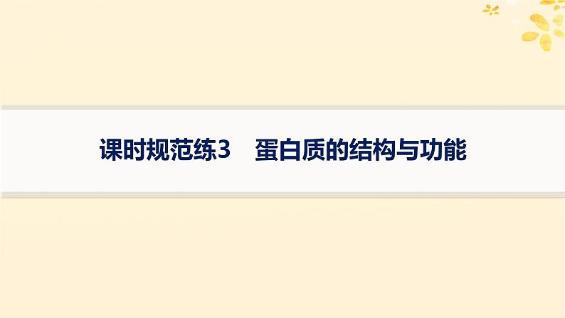 备战2025届新高考生物一轮总复习第1单元细胞的概述细胞的分子组成课时规范练3蛋白质的结构与功能课件01