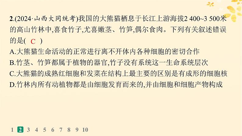 备战2025届新高考生物一轮总复习第1单元细胞的概述细胞的分子组成课时规范练1走近细胞课件05