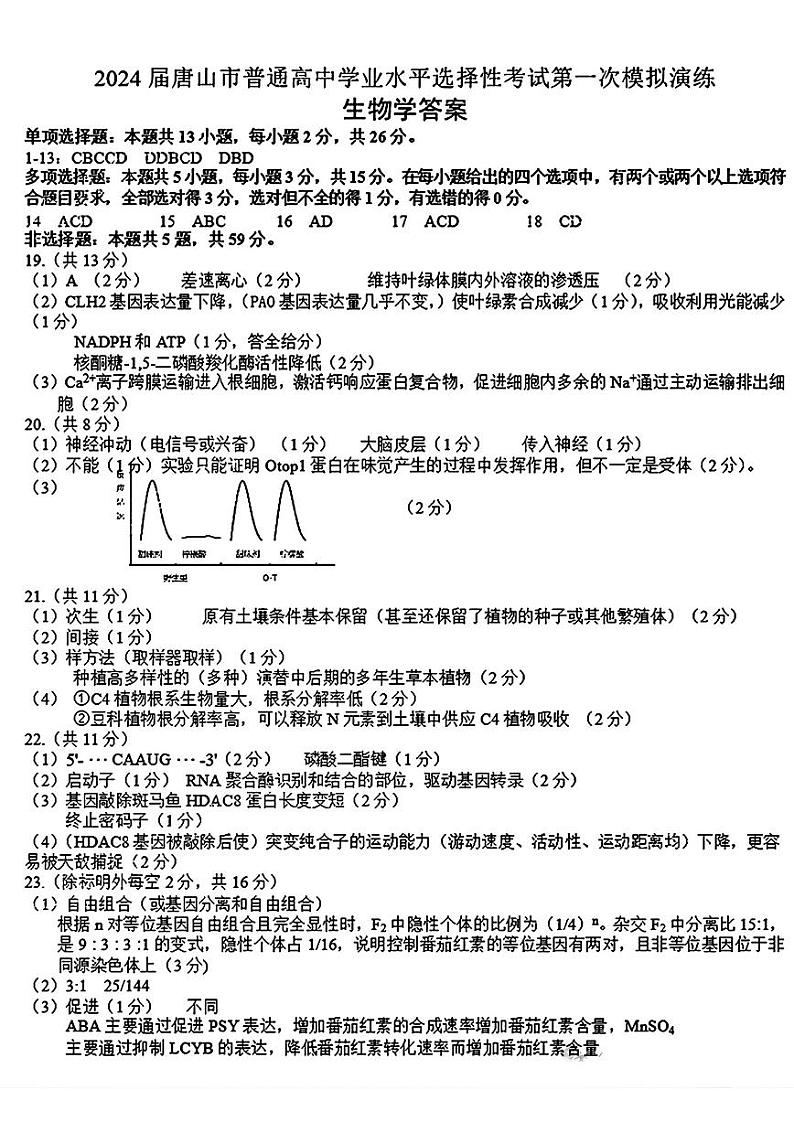生物学答案第1页