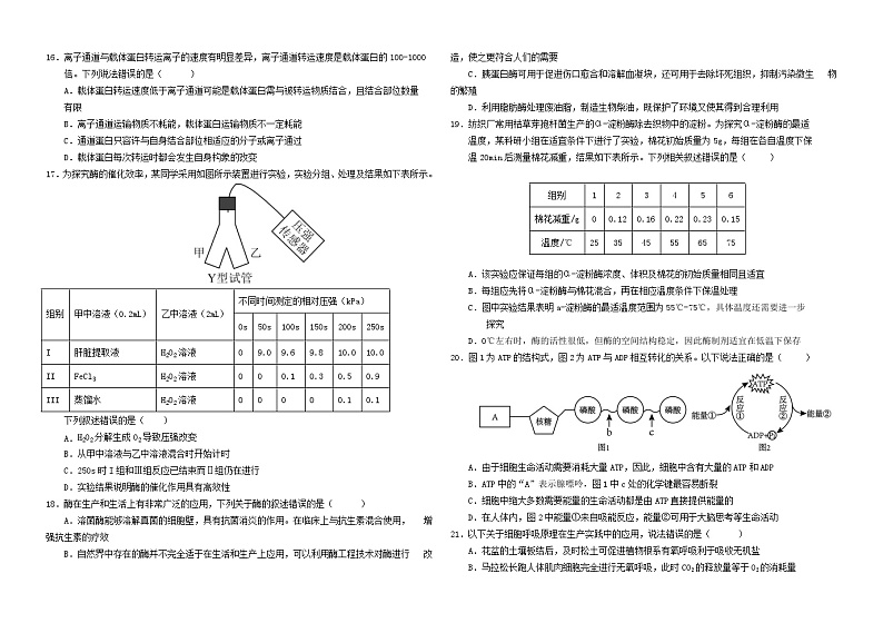 2024省大庆实验中学实验二部高一下学期开学考试生物含答案03