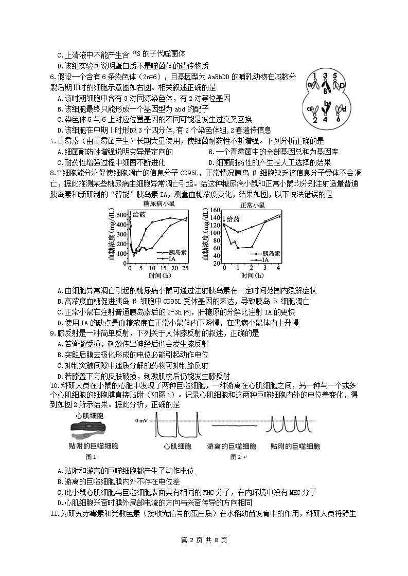 浙江省宁波市余姚中学2023-2024学年高二下学期3月质量检测试题生物02