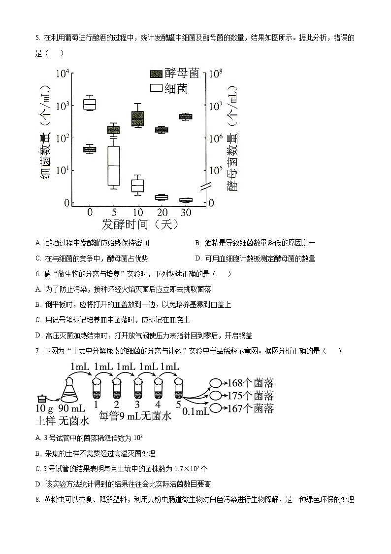 精品解析：广东省揭阳市普宁市勤建学校2023-2024学年高二下学期第一次月考生物试题（原卷版）第2页
