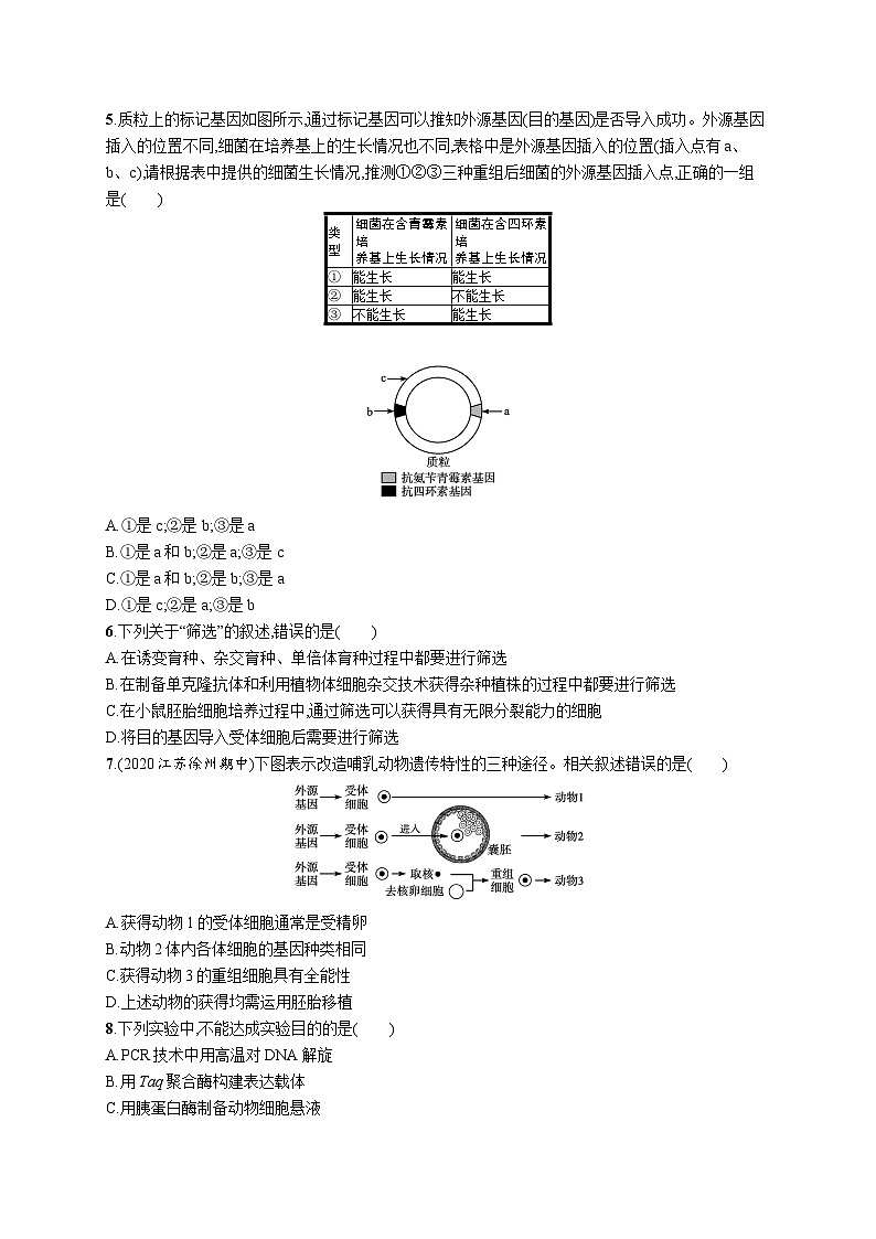 2025届高考生物一轮复习专项练习单元质检卷十生物技术与工程（Word版附解析）02