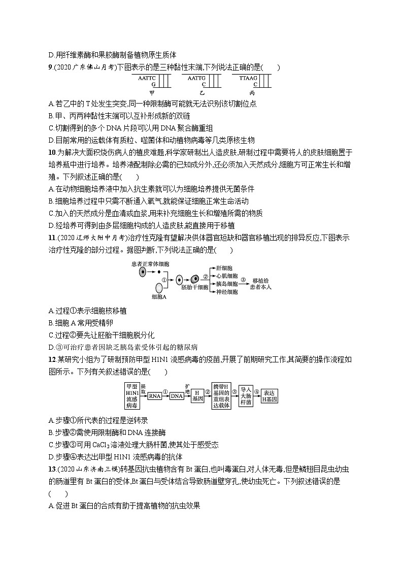 2025届高考生物一轮复习专项练习单元质检卷十生物技术与工程（Word版附解析）03