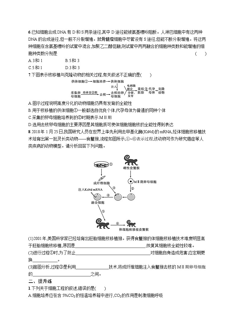2025届高考生物一轮复习专项练习课时规范练40动物细胞工程（Word版附解析）第2页