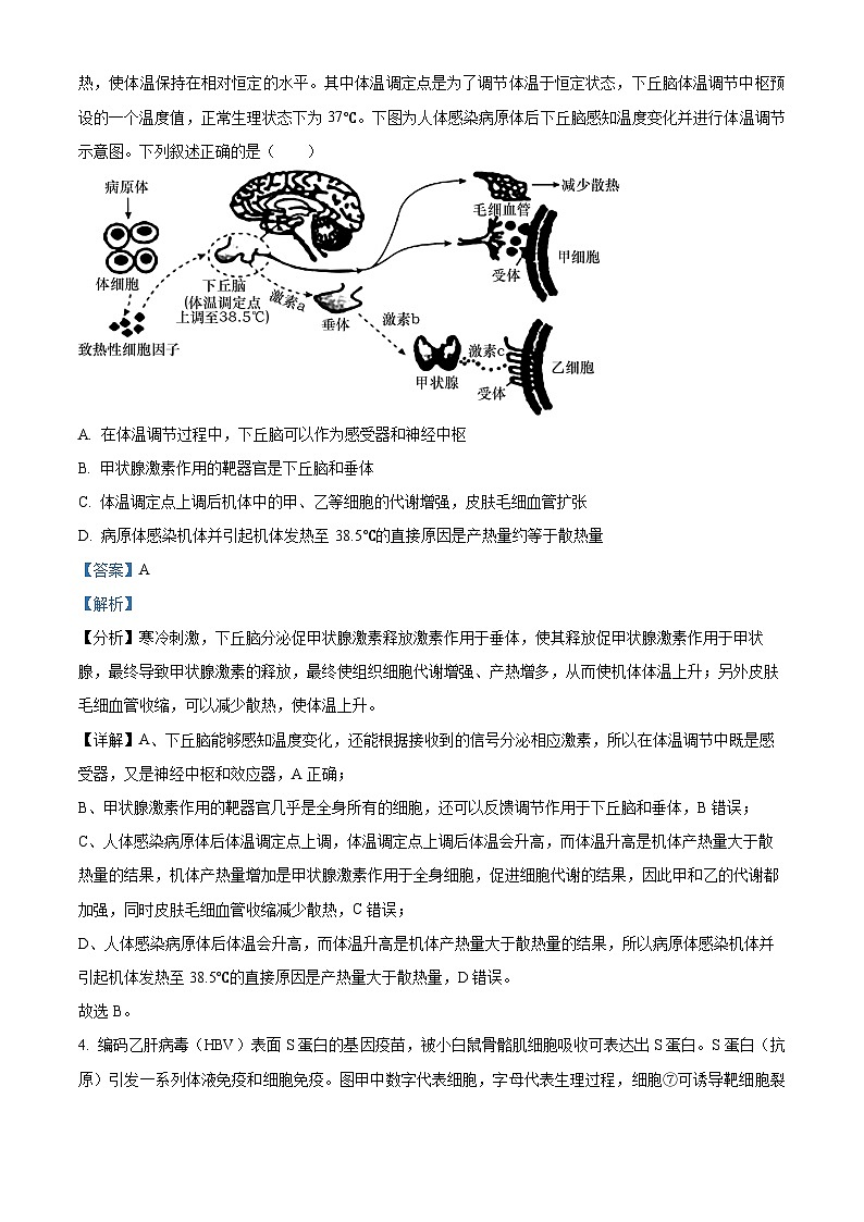 2024湖北省云学名校联盟高二下学期3月联考生物试题含解析03