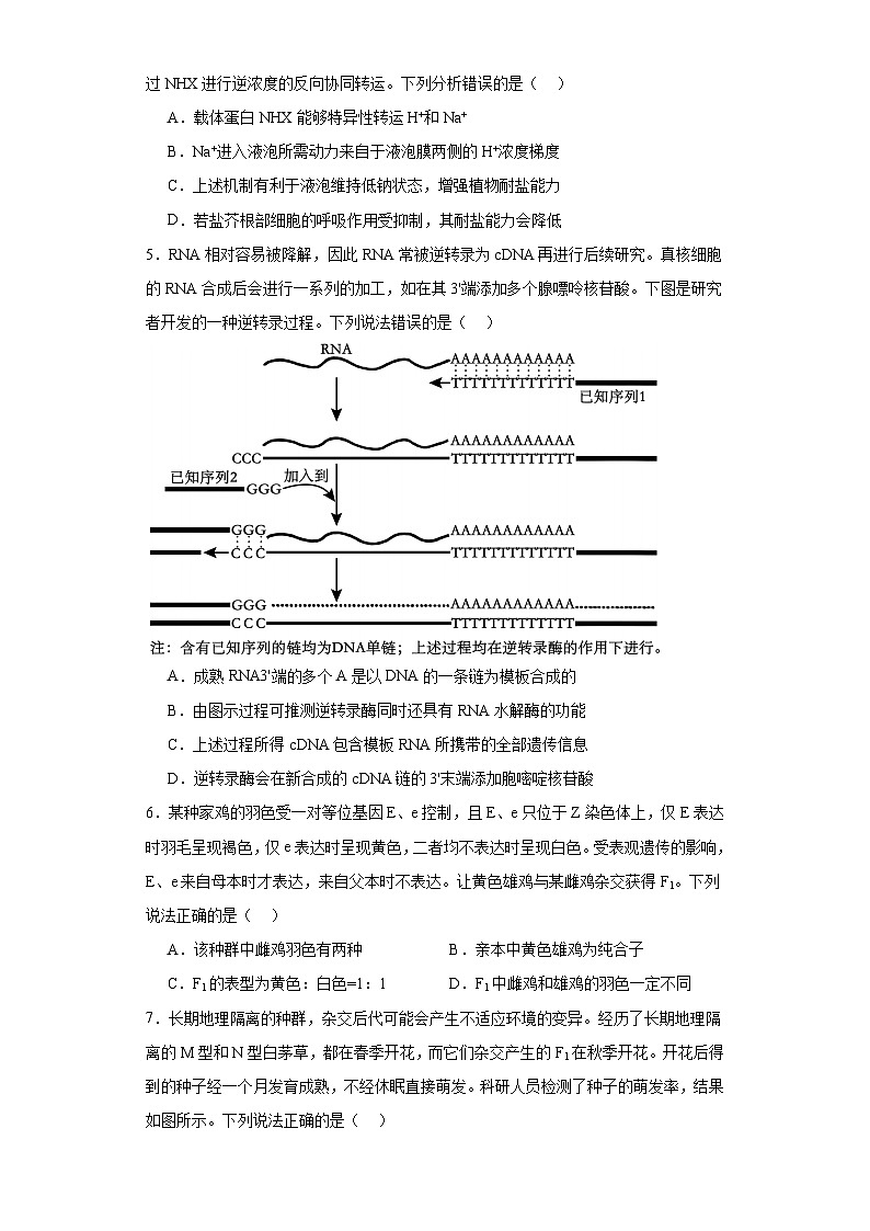 2024届山东省日照市校际联合考试高三一模生物试题第2页