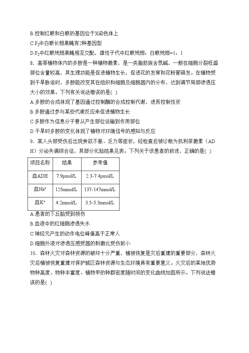 广西壮族自治区柳州高中、南宁三中2023—2024学年高三下学期联考生物试卷(含答案)03