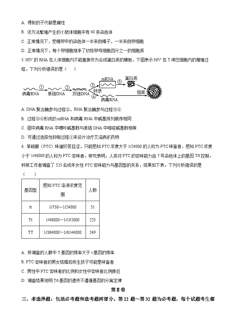 四川省内江市威远中学2024届高三下学期第一次模拟考试理综生物试题 Word版无答案第2页