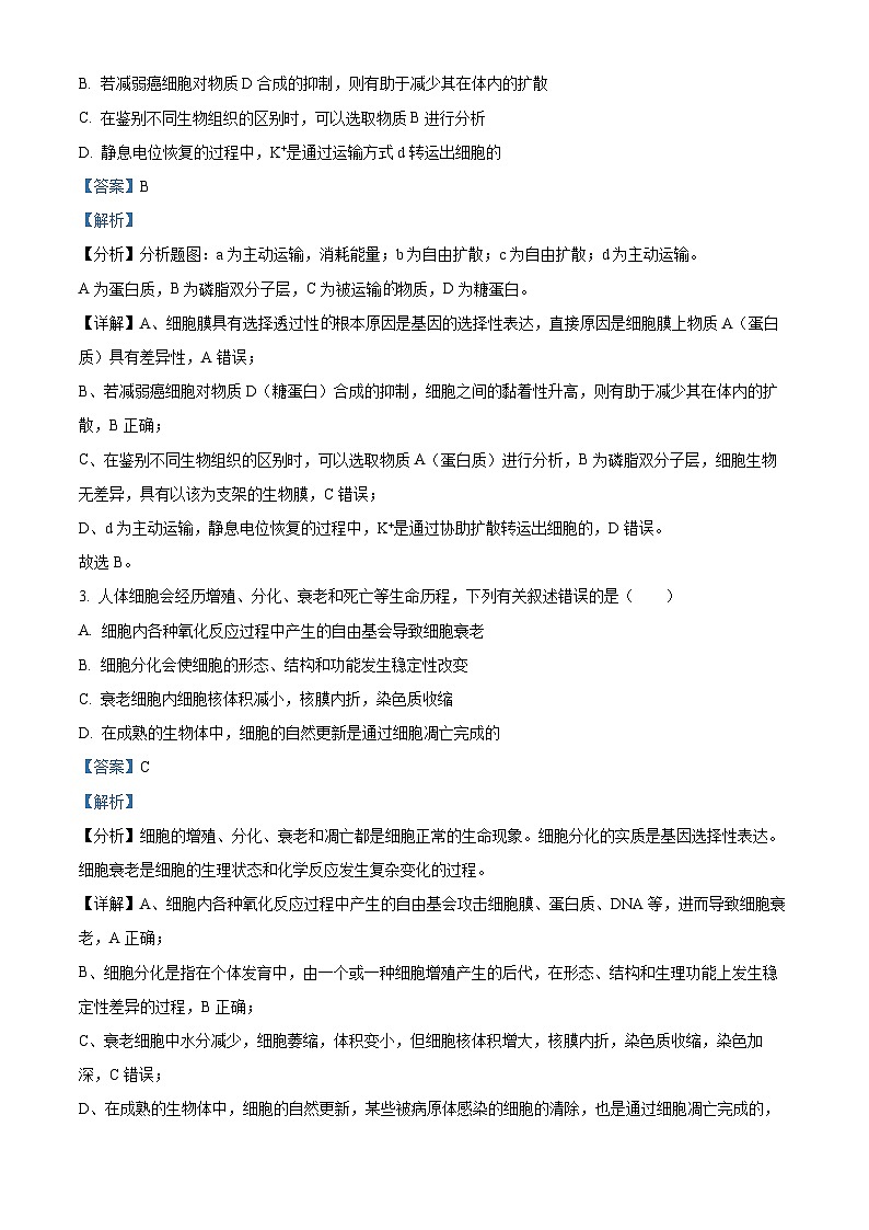 四川省南充高级中学2024届高三下学期二模生物试题（Word版附解析）02