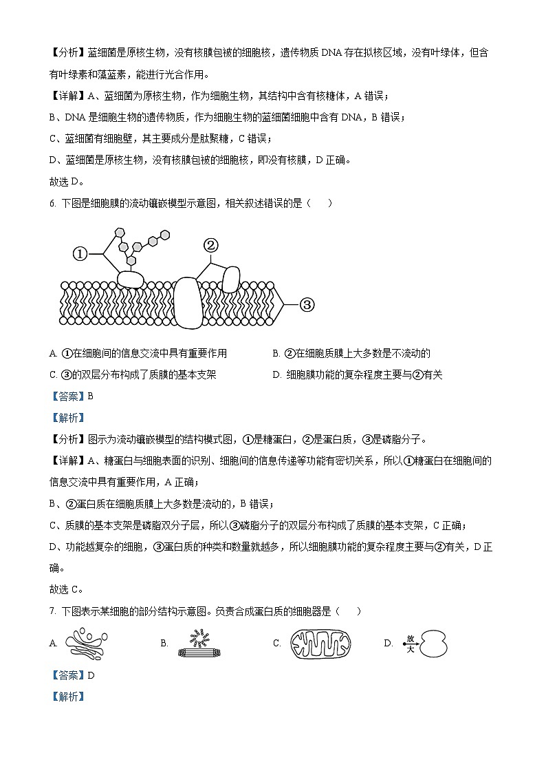 精品解析：2024年江苏省普通高中学业水平合格性考试调研生物学试题（解析版）第3页