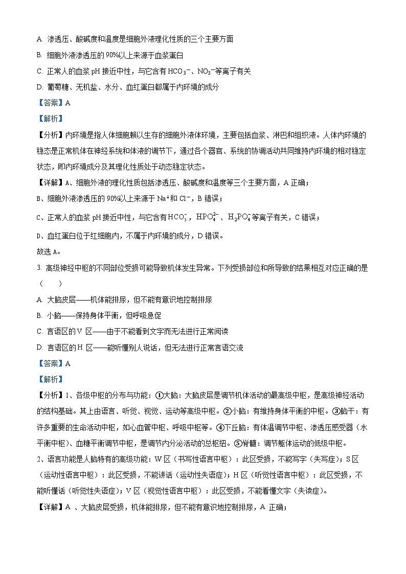 云南省昆明市禄劝彝族苗族自治县第一中学2023-2024学年高二下学期3月月考生物试题（原卷版+解析版）02