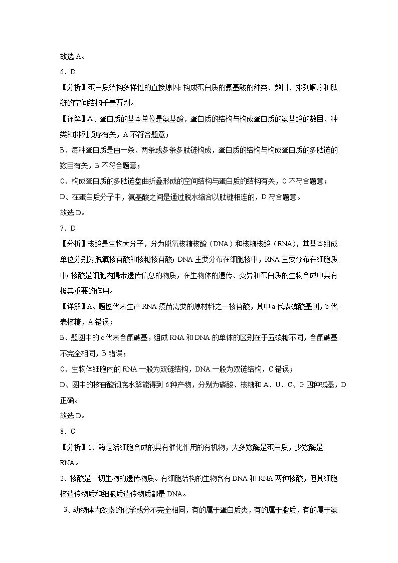 高一生物月考答案（12月）第3页