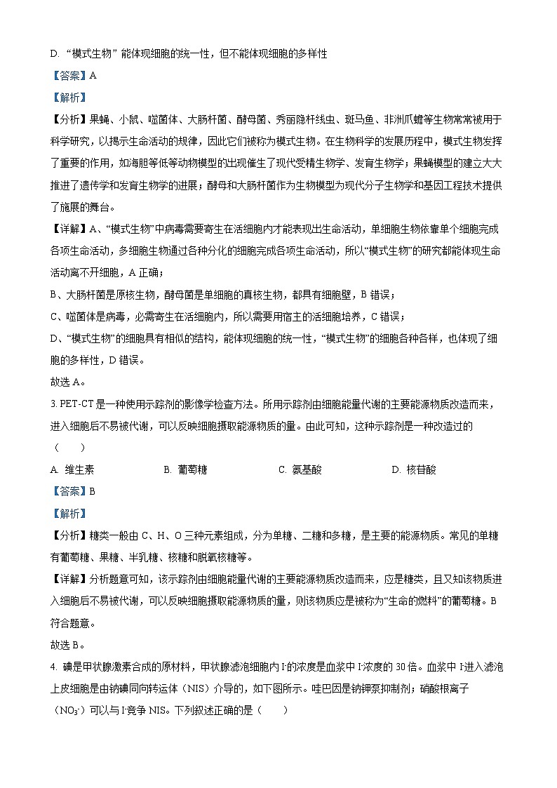 重庆市黔江中学2023-2024学年高一下学期3月月考生物试题 Word版含解析第2页