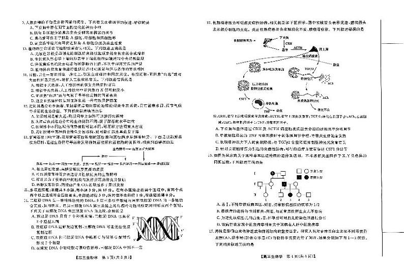 2024届河北省保定市部分学校高三下学期第一次模拟考试生物试题第2页