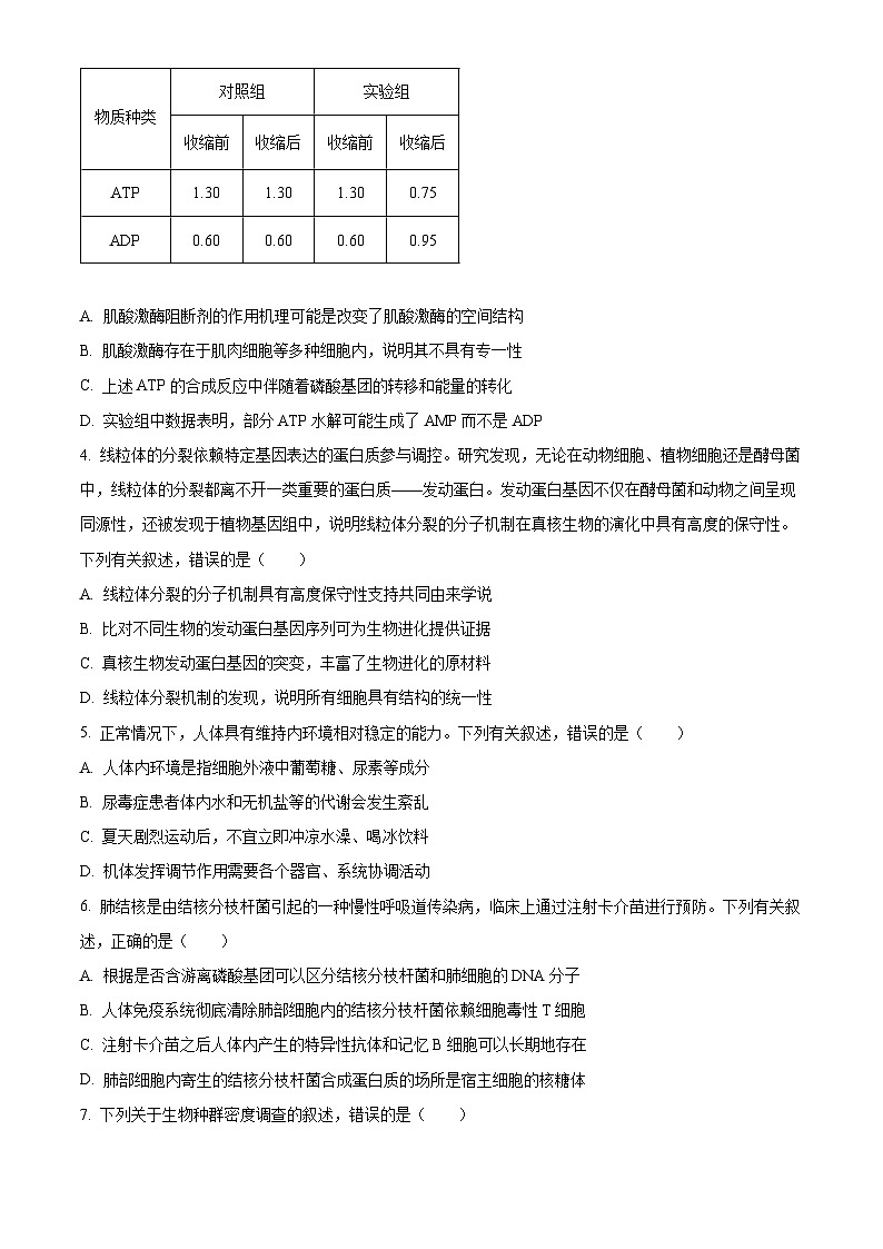 江西省赣州市2023-2024学年高三下学期3月摸底考试生物试题（原卷版）第2页