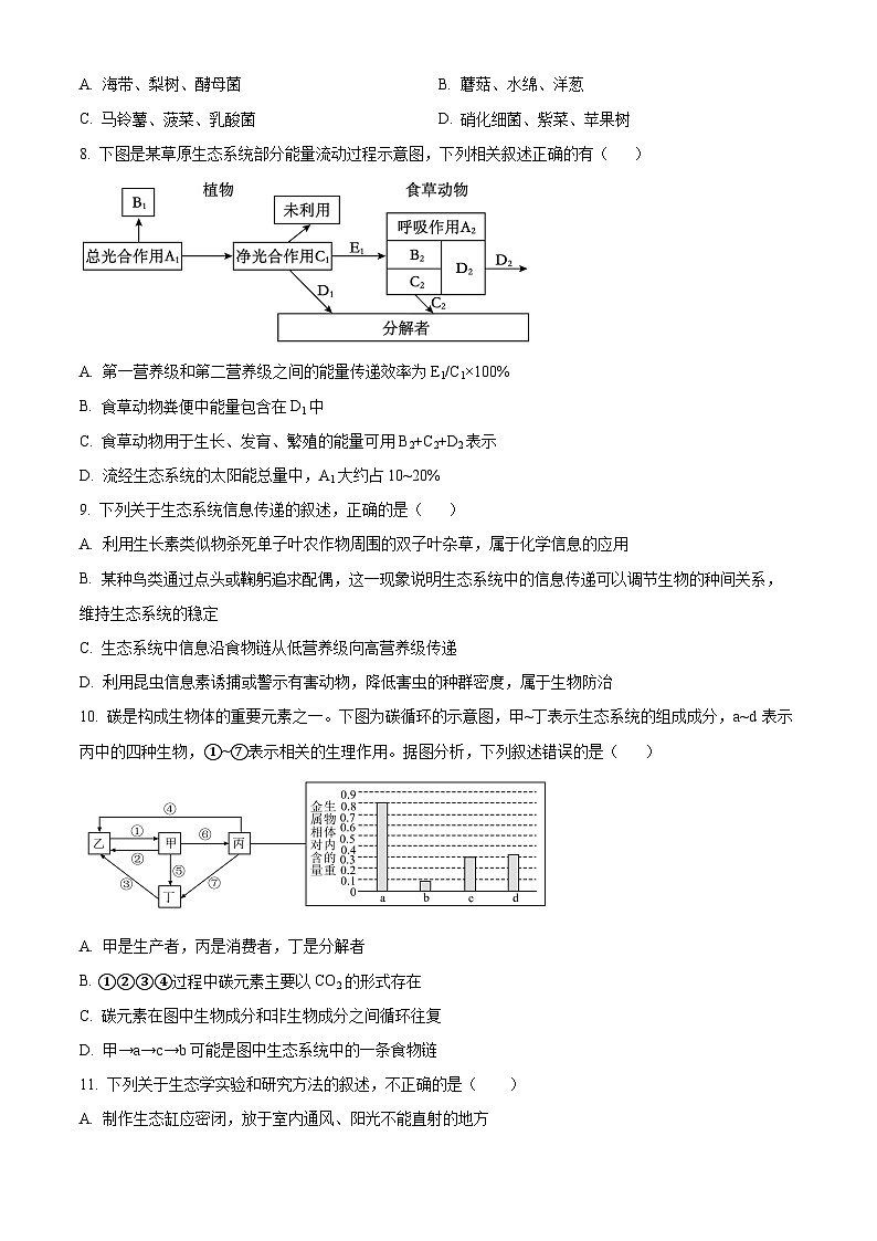 重庆市铜梁一中等重点中学2023-2024学年高二下学期3月月考生物试题（Word版附解析）03