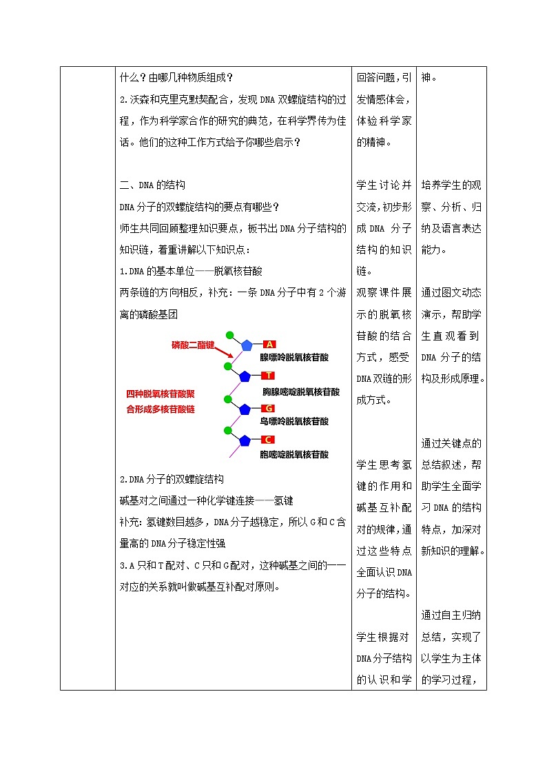 新教材同步备课2024春高中生物第3章基因的本质3.2DNA的结构教案新人教版必修2第3页