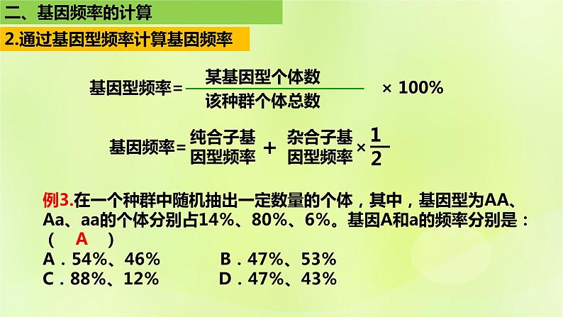 2024春高中生物第6章生物的进化6.3种群基因组成的变化与物种的形成6.3.1种群基因组成的变化第2课时课件新人教版必修2第7页