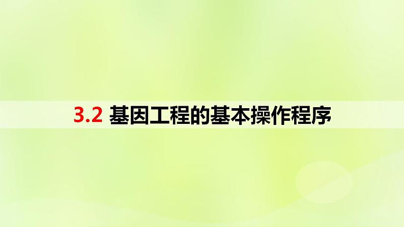 2024春高中生物第3章基因工程3.2基因工程的基本操作程序第2课时课件新人教版选择性必修3第1页